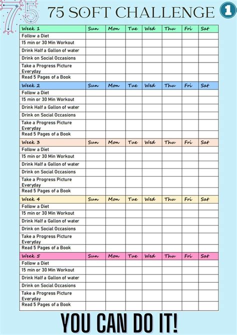 Buy Printable 75 Soft Challenge Tracker,a4 Pdf,instant Download Online ...