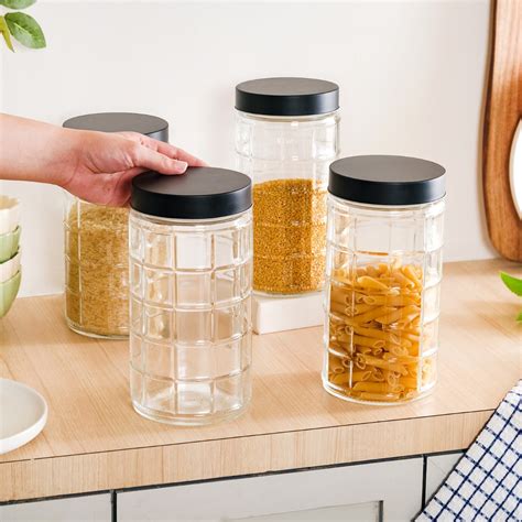 Set Of 4 Tall Glass Jars With Lid 1900ml Online - Premium Airtight Jar ...