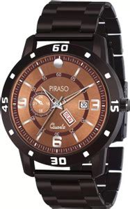 PIRASO D&D F95 BROWN ANALOG DAY AND DATE WORKING BROWN DIAL BROWN CHAIN ...