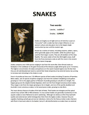 Fillable Online SNAKES Fax Email Print - pdfFiller