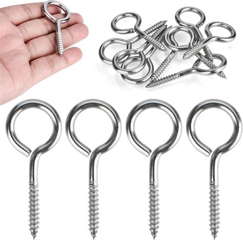 Amazon.com: AccEncyc 2.5 Inch Screw Eye Hooks10 Pack Stainless Steel ...