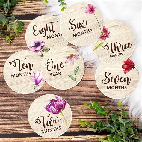 SVM CRAFT Baby Monthly Milestone Cards 12 Pcs Wooden Baby Milestone ...