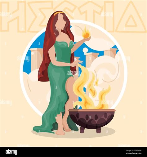 Isolated colored hestia greek god of the domestic character Vector ...