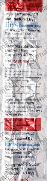 Mac Rabonik 40 MG Capsule (10): Uses, Side Effects, Price & Dosage ...