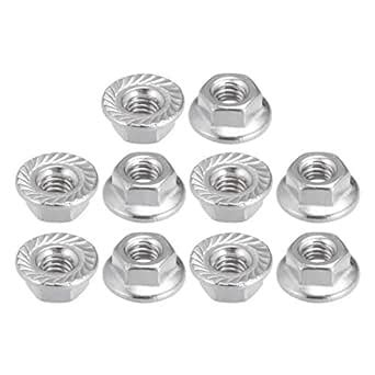 uxcell M4 Serrated Flange Hex Lock Nuts, 304 Stainless Steel, 10 Pcs ...