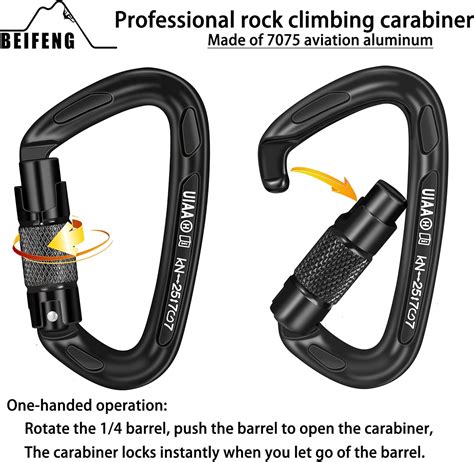 Buy BEIFENG Auto Locking Carabiner 25KN Professional Rock Climbing ...