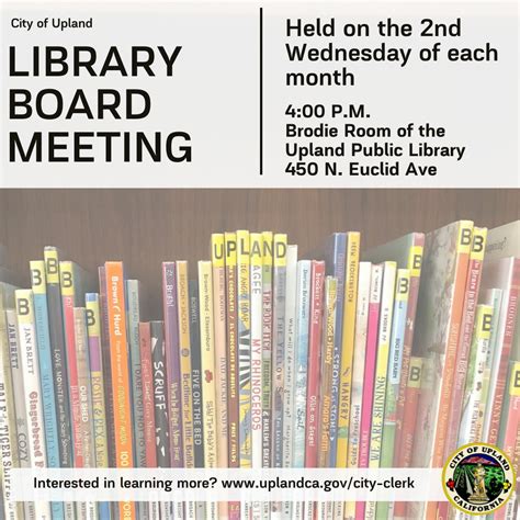 City of Upland on Twitter: "🕓 REMINDER: Library Board Meeting today at ...