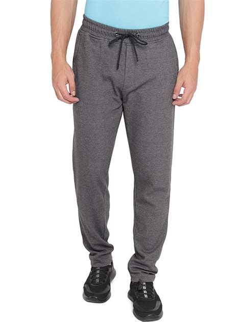 Buy JadeBlue Men's Anthra Melange Pure Cotton Solid Regular Fit Track ...