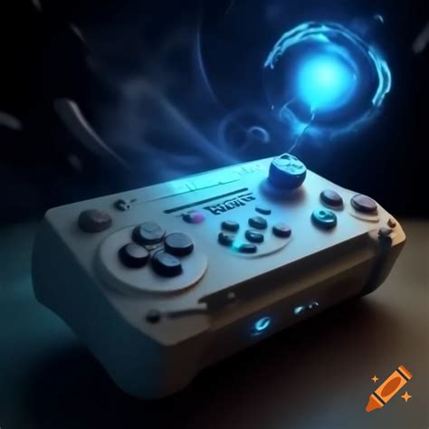 Urban fantasy handheld console powered by magic energy on Craiyon