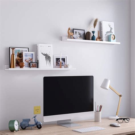 SONGMICS Set of 2 Wooden Floating Shelves with Front Edge, India | Ubuy
