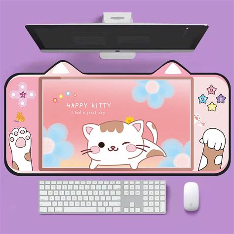 Cat Ear Shape Happy Kitty 800x400x4mm Deskmat – CuriosityCaps
