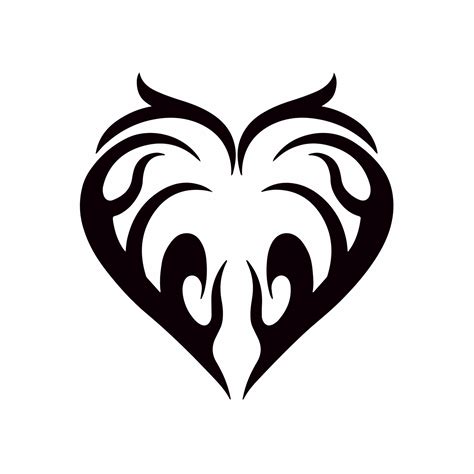 Heart Love Symbol Logo on White Background. Tribal Stencil Tattoo ...