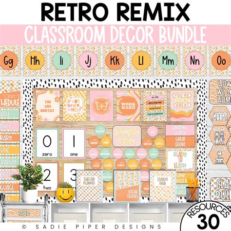Retro Remix Classroom Decor Bundle, Groovy Classroom Decor, Bright ...