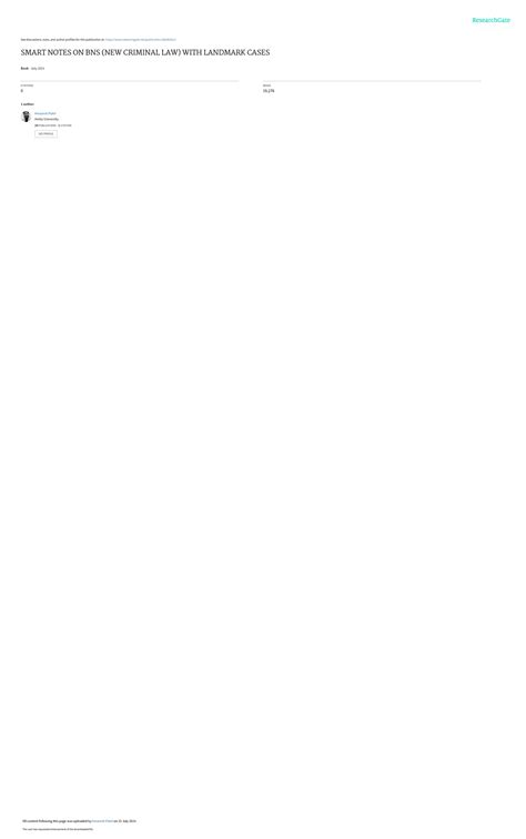 SMART NOTES ON BNS (NEW CRIMINAL LAW) WITH LANDMARK CASES - 2024 ...