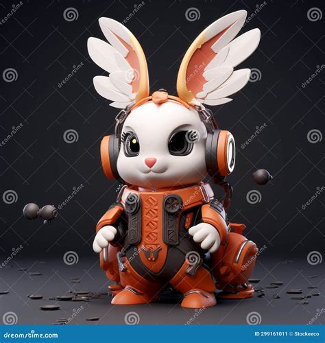 Charming Robot Bunny Illustration with Unreal Engine 5 Style Stock Illustration - Illustration ...
