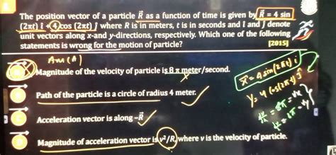 Image result for Position of the Particle Vector Function