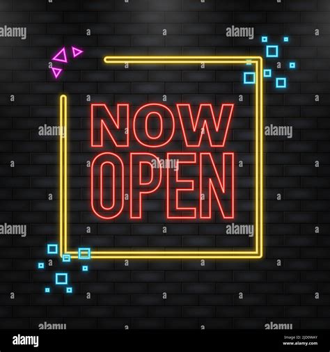 Megaphone red banner with now open sign. Vector illustration Stock Vector Image & Art - Alamy