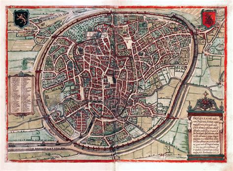 Large detailed medieval map of Brussels city | Brussels | Belgium ...