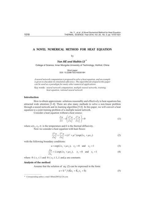 Image result for Heat Equation Using Numerical Method