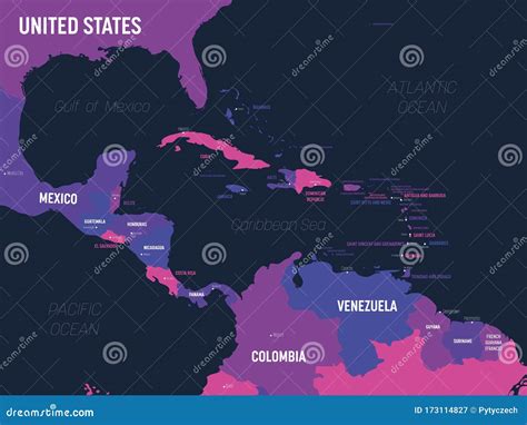 Mapa De América Central Mapa Político Detallado De La Región De América Central Y El Caribe Con ...