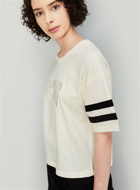 Buy Women Typographic Printed Sports T-shirt Online at just Rs. 399.0 ...