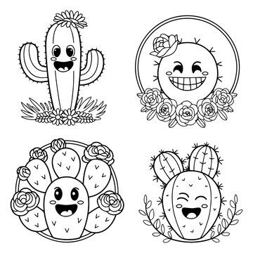 Cute cactus coloring page | Premium AI-generated vector