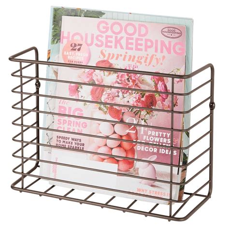 mDesign Metal Wire Farmhouse Wall Mount Magazine Holder, Storage ...