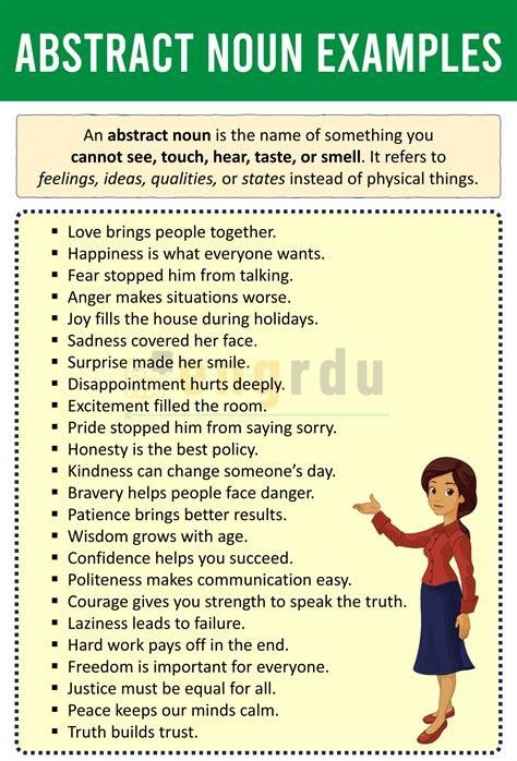 100+ Abstract Noun Examples in Sentences - Engrdu