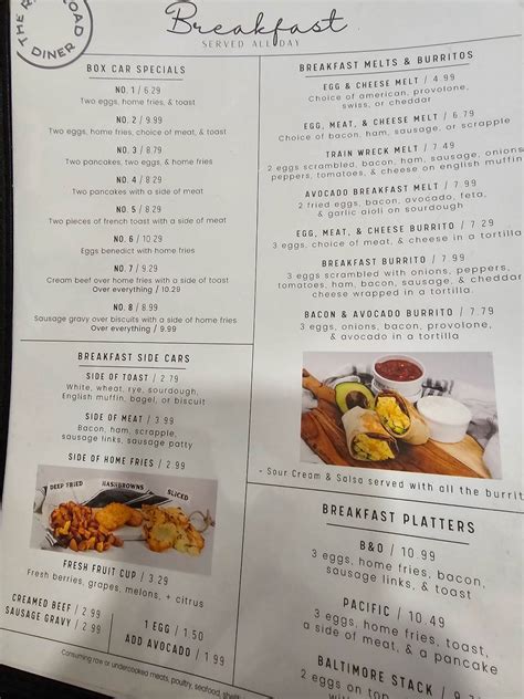 Menu at Richland Railroad Diner restaurant, Richland