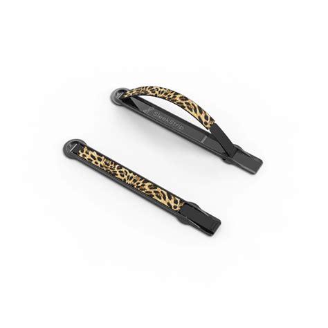 SleekStrip Phone Stand and Grip | Shinny Gunmetal Base With Cheetah Strip
