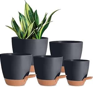 INKULTURE Flower Pot for Indoor Plants – Self Watering Plant Pot Set of ...