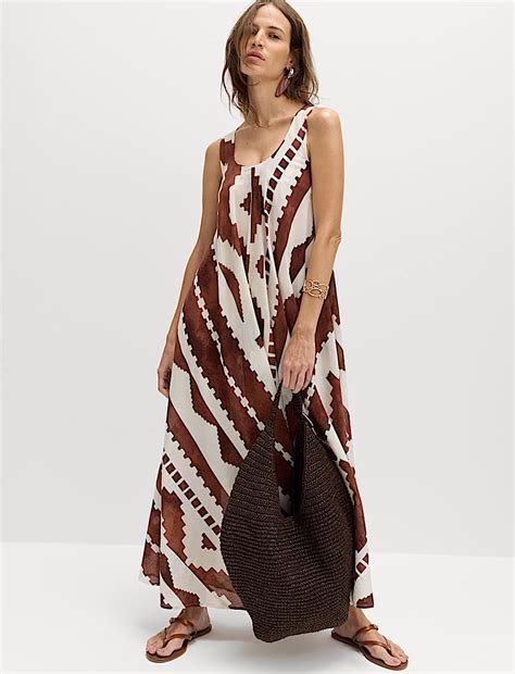 Buy Pure Cotton Printed Scoop Neck Maxi Beach Dress at Marks & Spencer