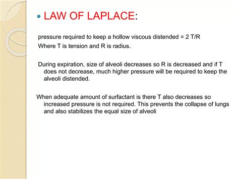 Surfactant & compliance, LAW OF LAPLACE, Work of Breathing (the guyton ...