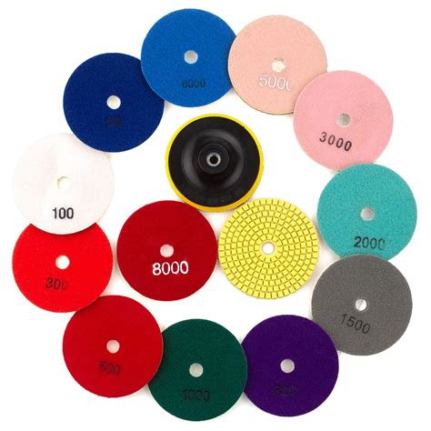 ADVcer 13pcs Diamond Polishing Pads, 4 inch Polish Pad 50-8000 Grit Wet ...