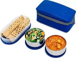 Buy Hometronics Classic Stainless Steel Blue Color Lunch Box Air Tight ...