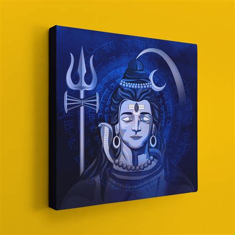Ritwika's Abstract Wall Art of Lord Shiva Blue With Mantra Quote ...