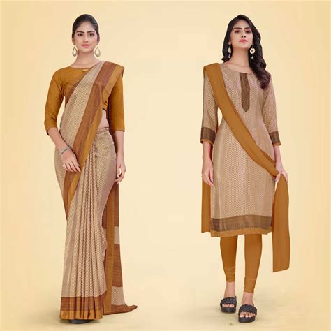 Women's Premium Italian Silk Small Butty Industrial Uniform Saree ...