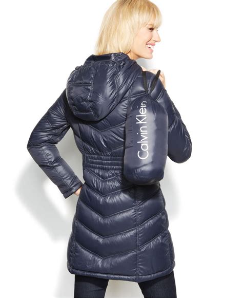 Calvin Klein Quilted Down Packable Puffer Coat in Navy (Blue) - Lyst