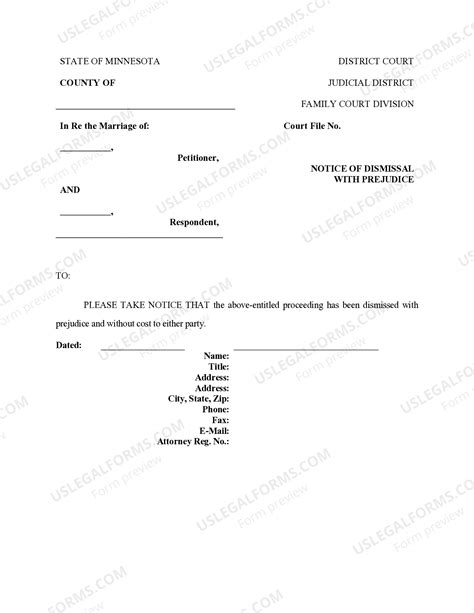 Minnesota Notice of Dismissal With Prejudice | US Legal Forms