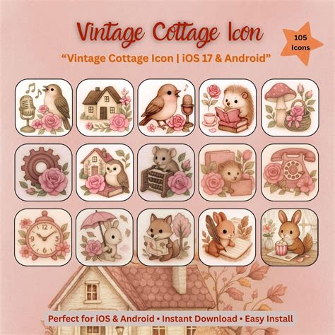 Cottagecore App Icons: Vintage iOS 17 & Android Theme (105) - Etsy.de