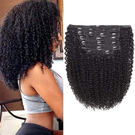 Human hair extensions clip in curly online