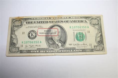 1977 Hundred Dollar Bill Old Small Head Design 100 Note From Frb Dallas
