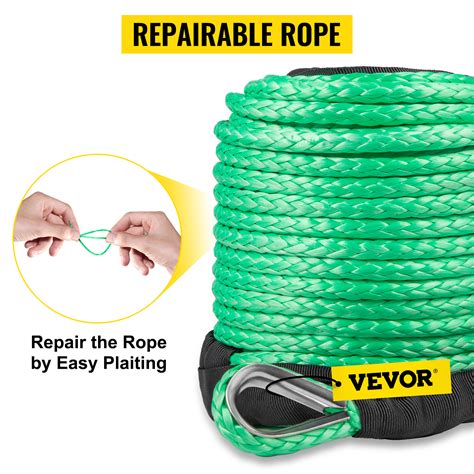 VEVOR Green Synthetic Winch Line 5/16 Inch X100FT Synthetic Winch Rope 12000 LBS Tow Rope for ...