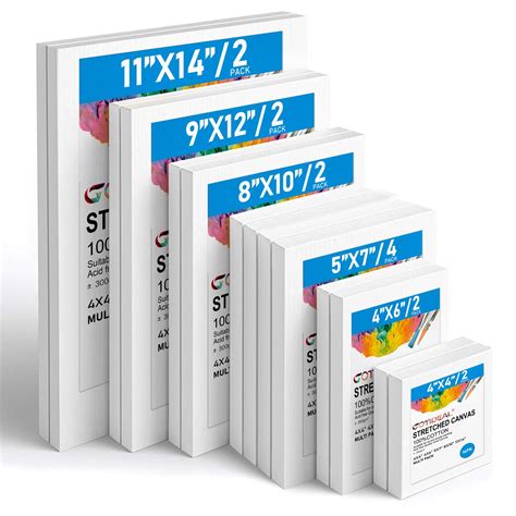Gotideal Canvas for Painting, 14 Pcs Muti Pack Stretched Painting ...
