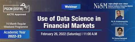 Webinar on Use of Data Science in Financial Markets - National ...