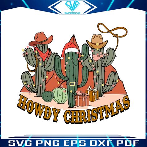 Vintage Howdy Christmas Cowboy Hat SVG
