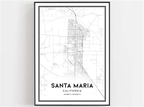 Santa Maria City Map Santa Maria California Map Print In Classic