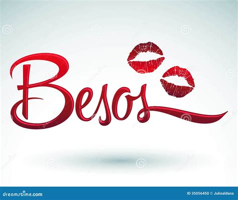 Besos - Kisses Spanish Text Stock Vector - Illustration of luscious ...