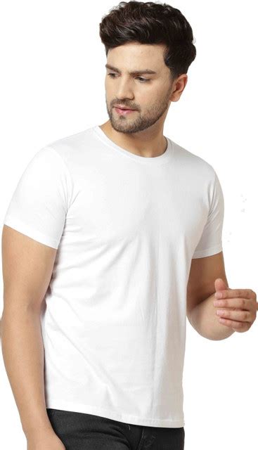 London Hills Solid Men Round Neck White T-Shirt - Buy London Hills ...