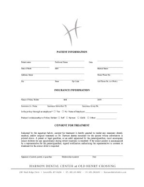 Fillable Online PATIENT INFORMATION Patient name Preferred Name Date of ...